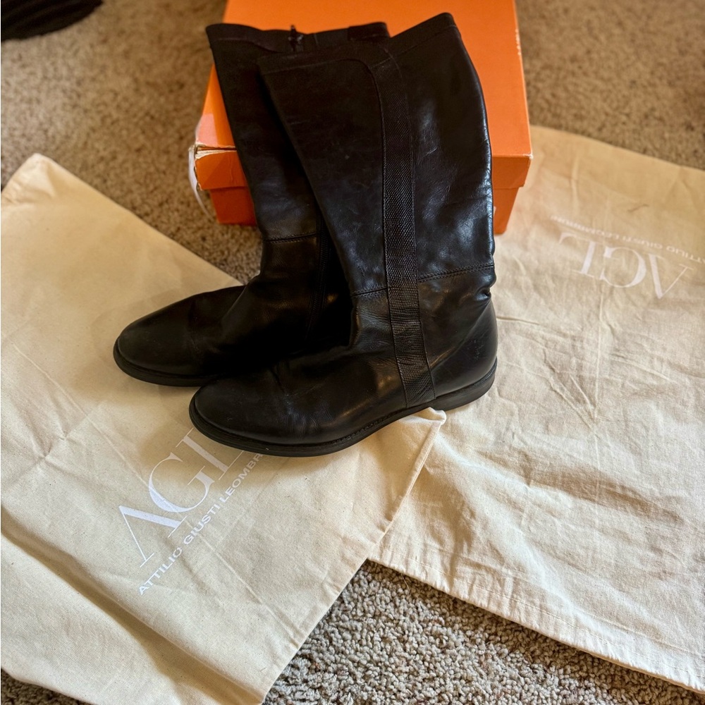 Attilio Giusti Leombruni Black Leather Boots